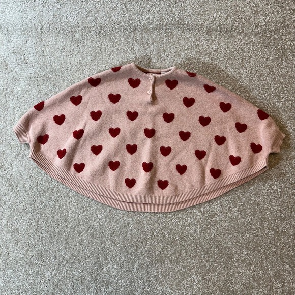 Zara Other - Zara knitwear baby size 3-4 years pink heart poncho toddler girls